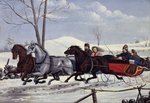 La carrera de trineos, c.1865 de American School